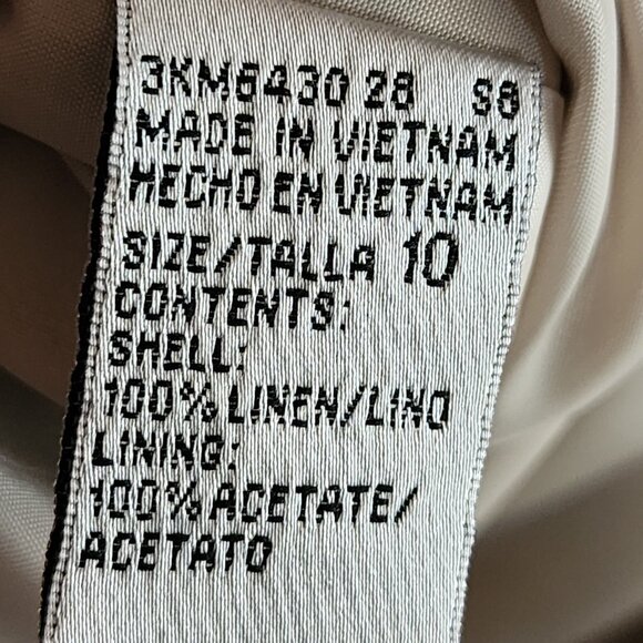 Harve Benard Beige 100% Linen Acetate Lined Wide Leg Trousers - Picture 7 of 7